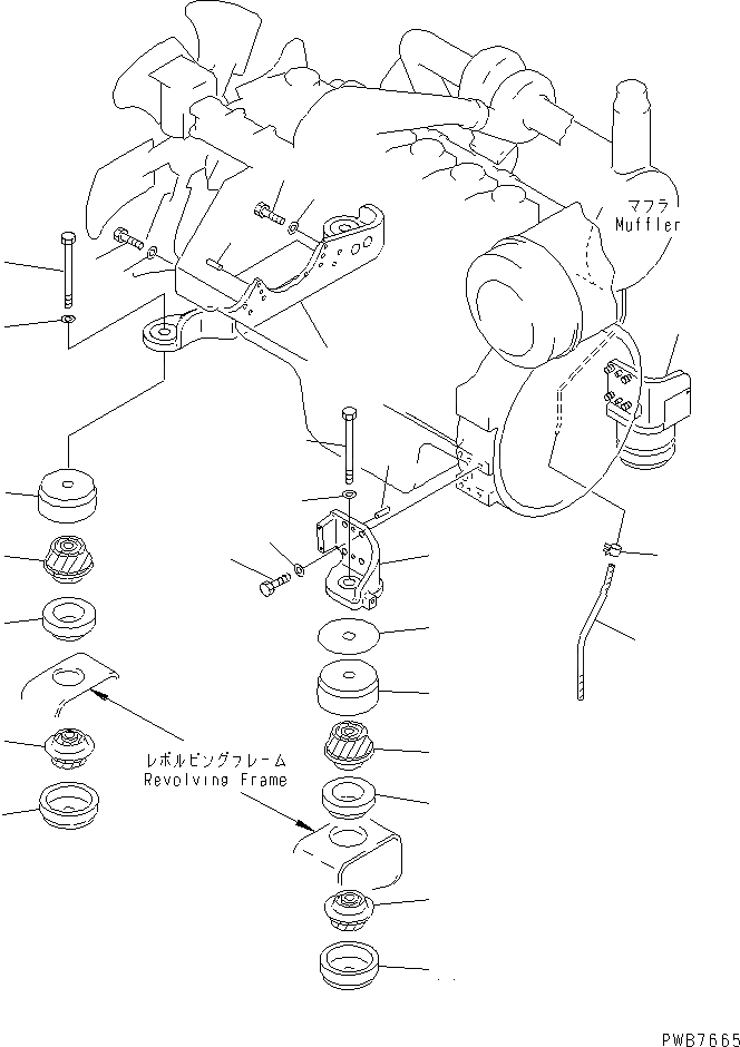 Схема запчастей Komatsu PC450-6K-J - КРЕПЛЕНИЕ ДВИГАТЕЛЯ(№-) КОМПОНЕНТЫ ДВИГАТЕЛЯ