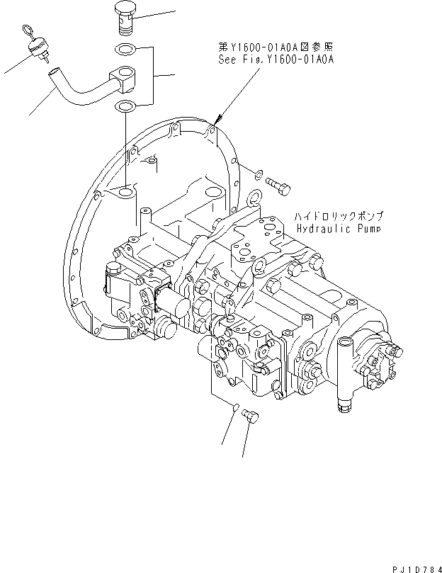 Схема запчастей Komatsu PC450-6K-J - ОСНОВН. НАСОС (СОЕДИНИТЕЛЬН. ЧАСТИ)(№-) ГИДРАВЛИКА