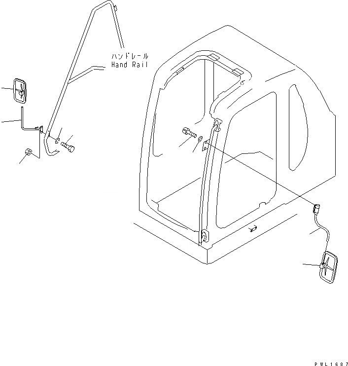 Схема запчастей Komatsu PC450-6K-J - ЗАДН. VIEW MIRROR(№-) ЧАСТИ КОРПУСА