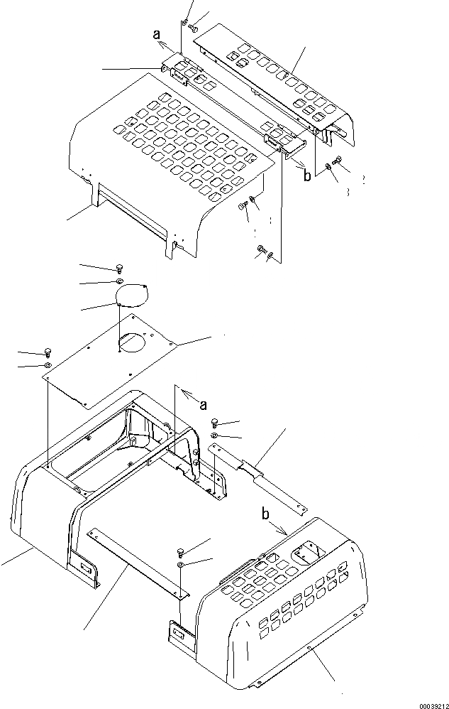 Схема запчастей Komatsu PC450-7E0 - КАПОТ (/)(№-) ЧАСТИ КОРПУСА