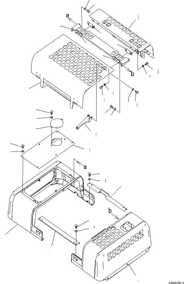 Схема запчастей Komatsu PC450-7E0 - КАПОТ (/)(№-) ЧАСТИ КОРПУСА