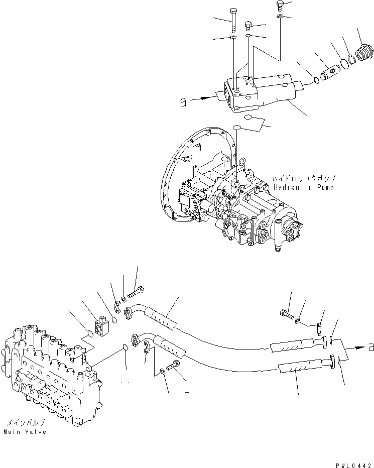 Схема запчастей Komatsu PC450-6K-KE - ЛИНИЯ ПОДАЧИ (С ПРОПУСКНЫМ КЛАПАНОМ) ГИДРАВЛИКА