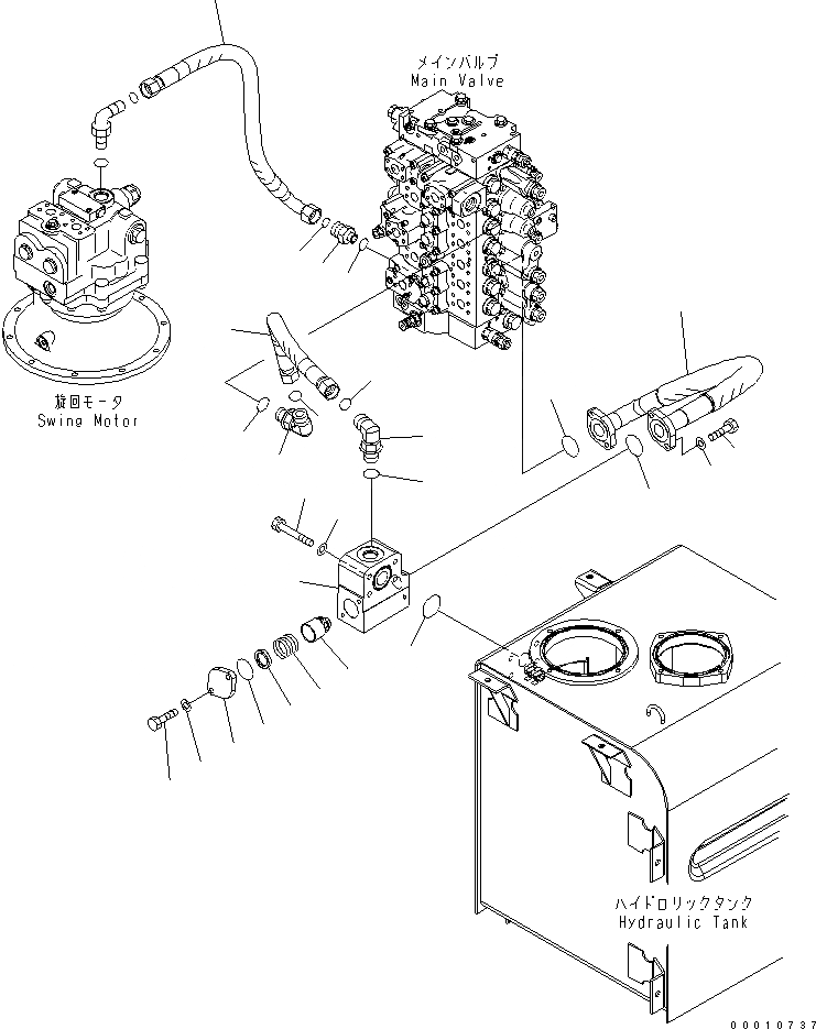 Схема запчастей Komatsu PC450-7K-E0 - ВОЗВРАТ. ЛИНИЯ ГИДРАВЛИКА