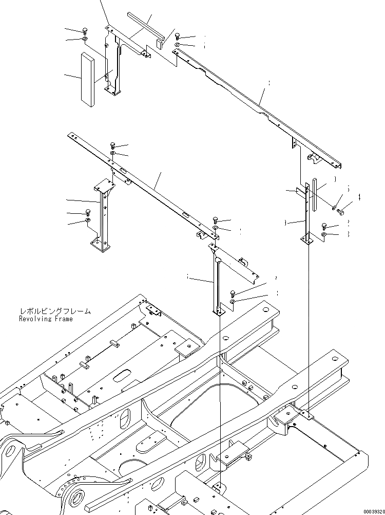 Схема запчастей Komatsu PC450-7K-E0 - РАМА (КАБИНА) ЧАСТИ КОРПУСА