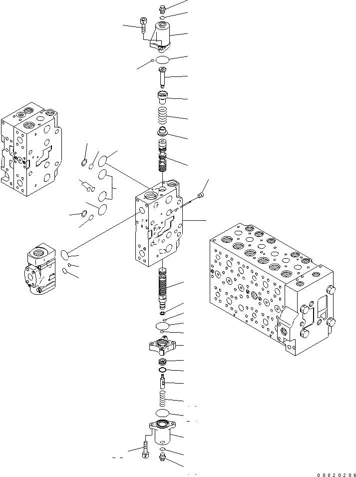 Схема запчастей Komatsu PC450-7K-E0 - ОСНОВН. КЛАПАН (8-СЕКЦИОНН.) (/) ОСНОВН. КОМПОНЕНТЫ И РЕМКОМПЛЕКТЫ