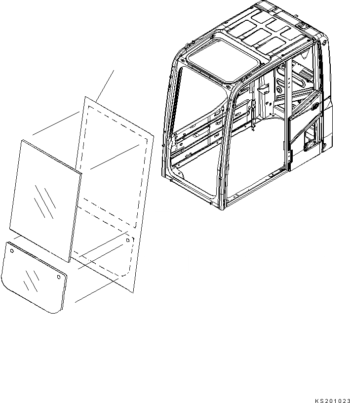 Схема запчастей Komatsu PC450-8 - ОКНА ЩИТКИ (ДЛЯ OPG ФРОНТАЛЬНАЯ ЗАЩИТА) K OPERATORґS ОБСТАНОВКА И СИСТЕМА УПРАВЛЕНИЯ