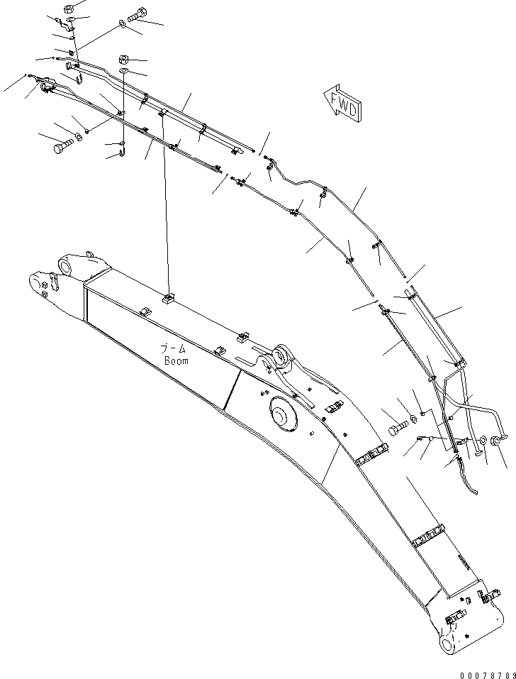 Схема запчастей Komatsu PC450-8 - СТРЕЛА (.7M) (БЫСТРОСЪЕМН. МЕХ-М ЛИНИЯ) (№K7-) T РАБОЧЕЕ ОБОРУДОВАНИЕ