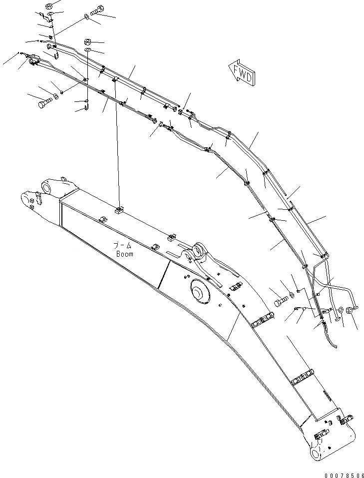 Схема запчастей Komatsu PC450-8 - СТРЕЛА (.7M) (БЫСТРОСЪЕМН. МЕХ-М ЛИНИЯ) (№K-) T РАБОЧЕЕ ОБОРУДОВАНИЕ