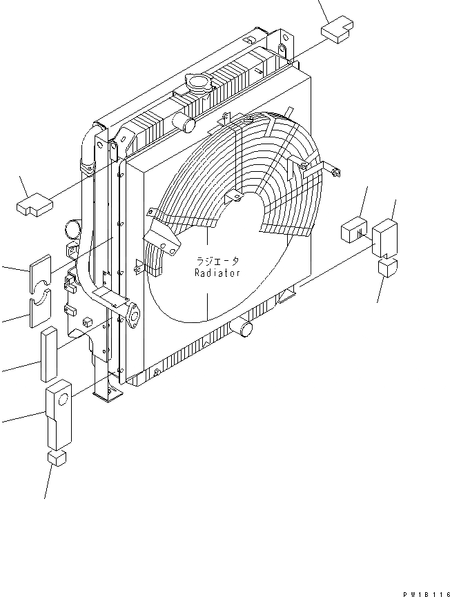 Схема запчастей Komatsu PC450-6 - ОХЛАЖД-Е (ЩИТКИ)(№9-) СИСТЕМА ОХЛАЖДЕНИЯ