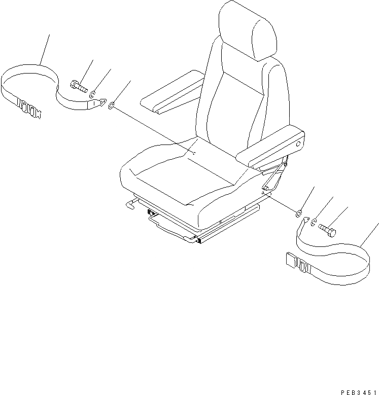 Схема запчастей Komatsu PC450-6 - РЕМЕНЬ БЕЗОПАСНОСТИ (ЖЕСТК. КРЕСЛО)(№7-) КАБИНА ОПЕРАТОРА И СИСТЕМА УПРАВЛЕНИЯ
