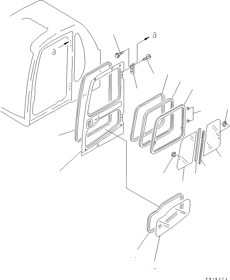 Схема запчастей Komatsu PC450-6 - КАБИНА (ДВЕРЬ) (АНТИВАНДАЛЬН.)(№9-) КАБИНА ОПЕРАТОРА И СИСТЕМА УПРАВЛЕНИЯ