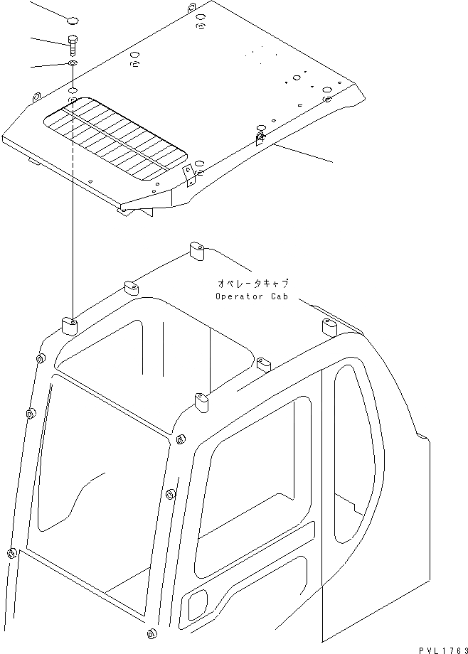 Схема запчастей Komatsu PC450-6 - ВЕРХНЯЯ ЗАЩИТА(№-) КАБИНА ОПЕРАТОРА И СИСТЕМА УПРАВЛЕНИЯ