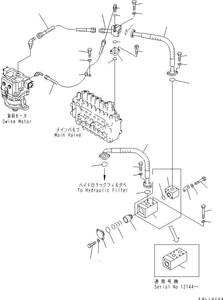 Схема запчастей Komatsu PC450-6 - ВОЗВРАТНАЯ ЛИНИЯ(№-) ГИДРАВЛИКА