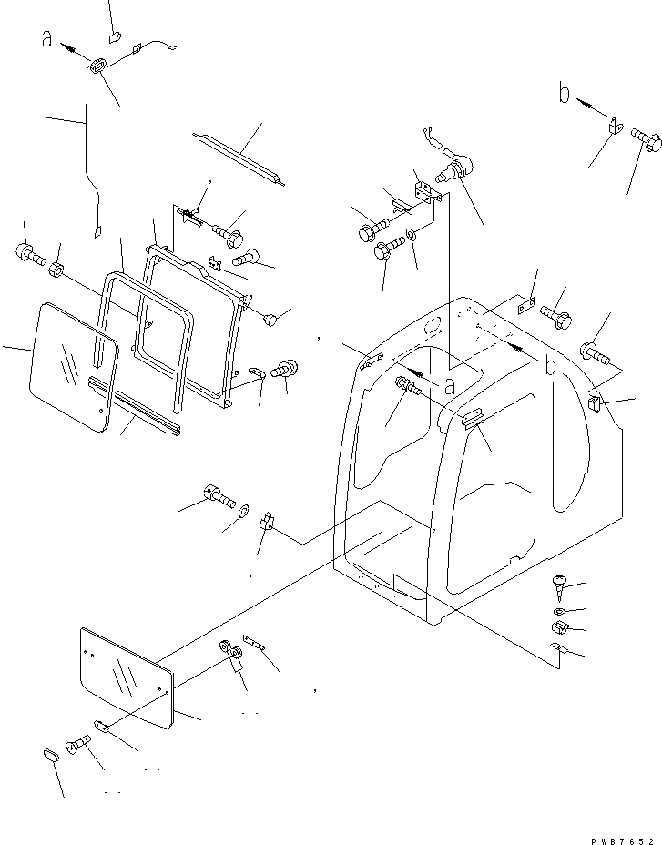 Схема запчастей Komatsu PC450-6 - КАБИНА (ПЕРЕДН. ОКНА)(№-) ОСНОВН. КОМПОНЕНТЫ И РЕМКОМПЛЕКТЫ