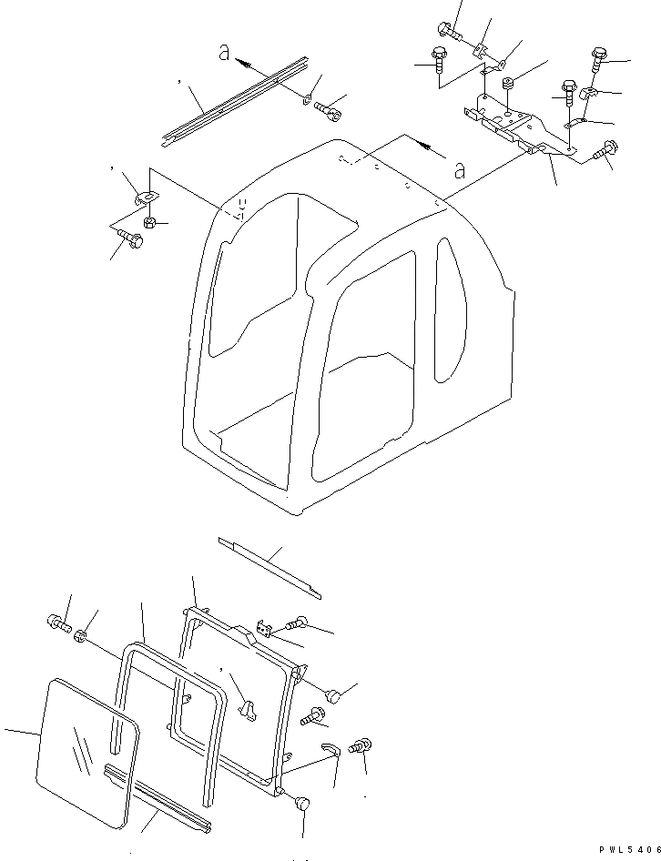 Схема запчастей Komatsu PC450-6 - КАБИНА (ПЕРЕДН. СДВИЖН. ОКНА) (ДЛЯ POWER СДВИГ. ВВЕРХ ОКНА) КАБИНА ОПЕРАТОРА И СИСТЕМА УПРАВЛЕНИЯ