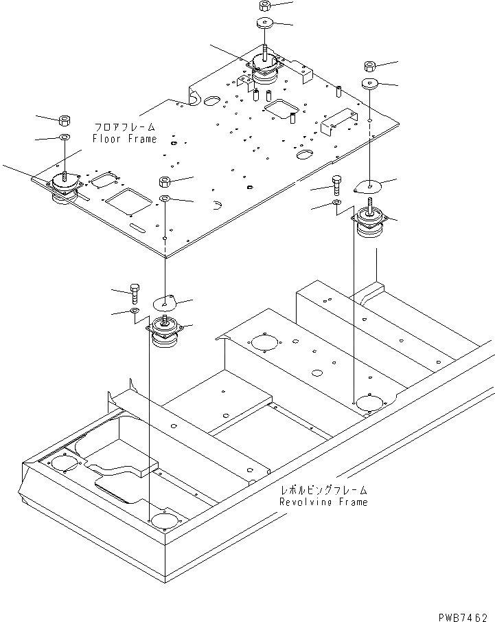 Схема запчастей Komatsu PC450-6 - КРЕПЛЕНИЕ ПОЛА(№-7) КАБИНА ОПЕРАТОРА И СИСТЕМА УПРАВЛЕНИЯ