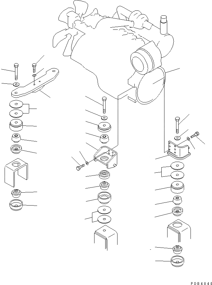 Схема запчастей Komatsu PC450-6K - КРЕПЛЕНИЕ ДВИГАТЕЛЯ(№K-K999) КОМПОНЕНТЫ ДВИГАТЕЛЯ