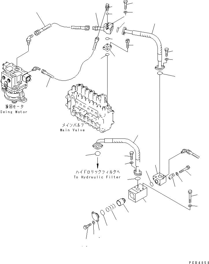 Схема запчастей Komatsu PC450-6K - ВОЗВРАТ. ЛИНИЯ(№K-K999) ГИДРАВЛИКА