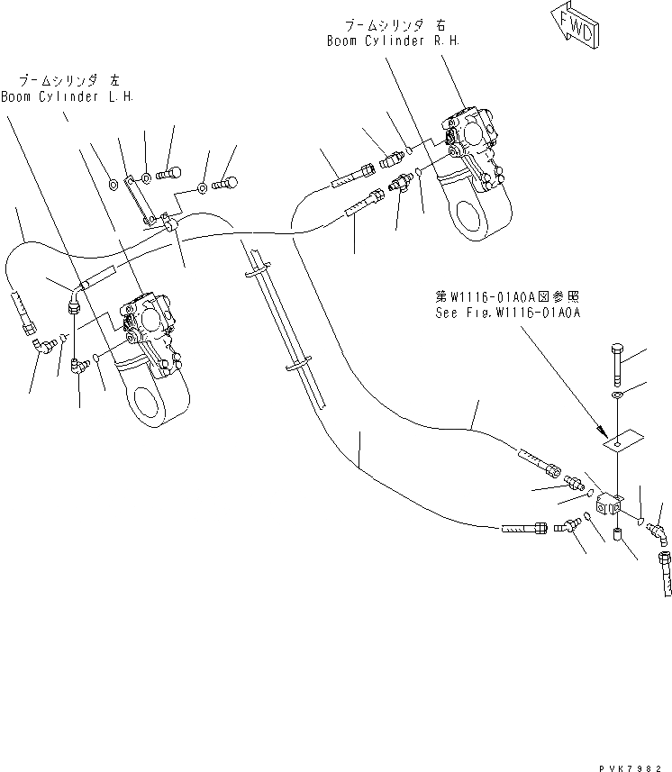 Схема запчастей Komatsu PC450-6K - ПРЕДОТВРАЩ. СМЕЩЕНИЯ (СТРЕЛА) (/)(№K98-) ГИДРАВЛИКА