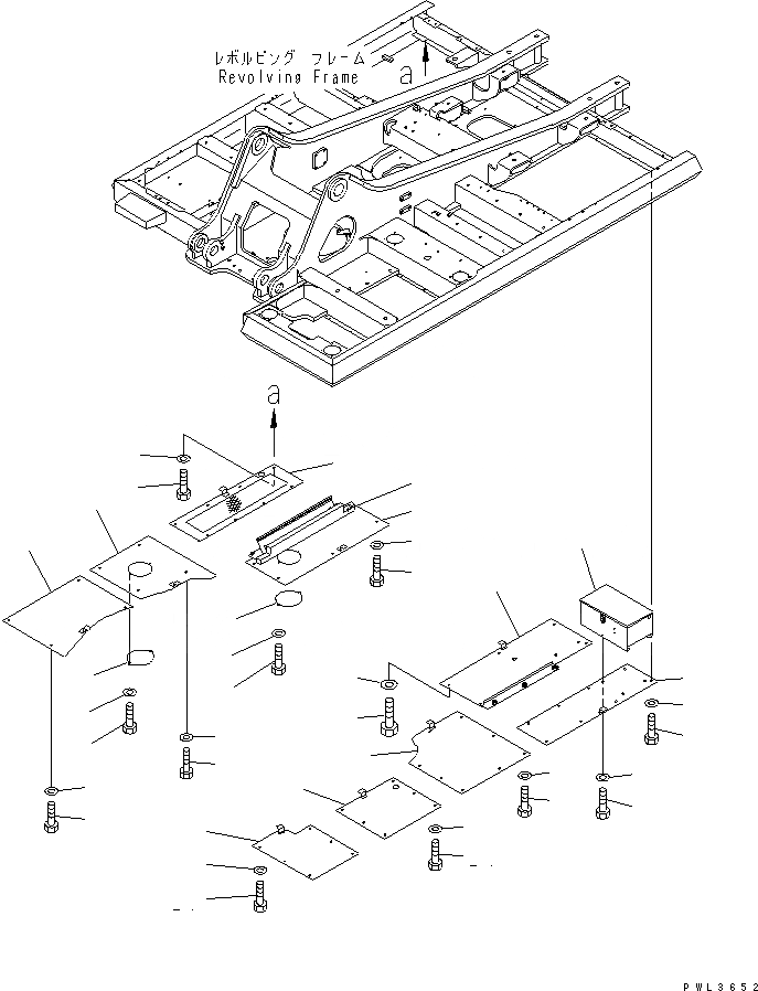 Схема запчастей Komatsu PC450-6K - НИЖН. КРЫШКА (УСИЛ.) (ОСНОВНАЯ РАМА)(№K9-K999) ЧАСТИ КОРПУСА