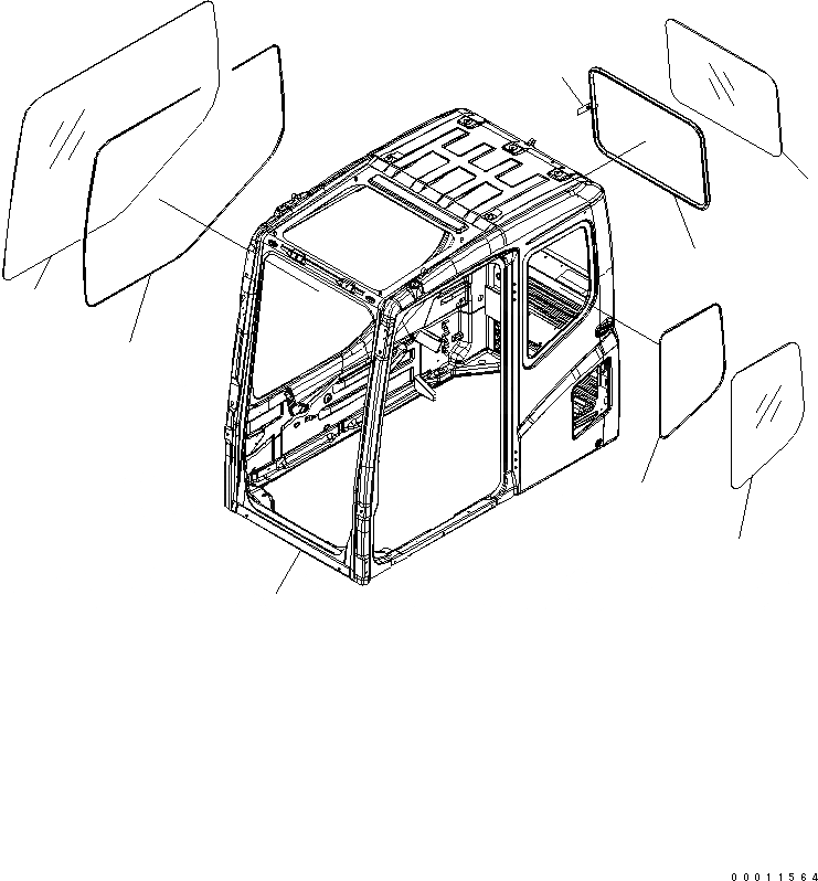 Схема запчастей Komatsu PC450-7 - ОСНОВН. КОНСТРУКЦИЯ (КАБИНА) (КАРЬЕРН. СПЕЦИФ-Я) КАБИНА ОПЕРАТОРА И СИСТЕМА УПРАВЛЕНИЯ