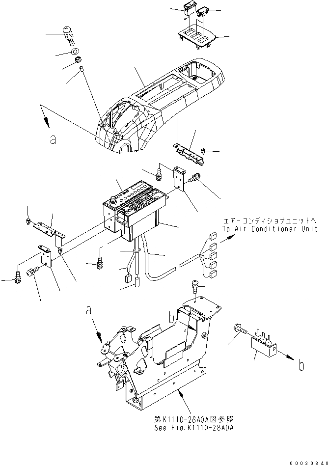 Схема запчастей Komatsu PC450-7 - ОСНОВН. КОНСТРУКЦИЯ (ПОЛ) (КОНСОЛЬ) (ВЕРХН.) (С КОНДИЦИОНЕРОМ И РАДИО) (ЛЕВ.) (С ПРОБЛЕСК. МАЯКОМ) КАБИНА ОПЕРАТОРА И СИСТЕМА УПРАВЛЕНИЯ