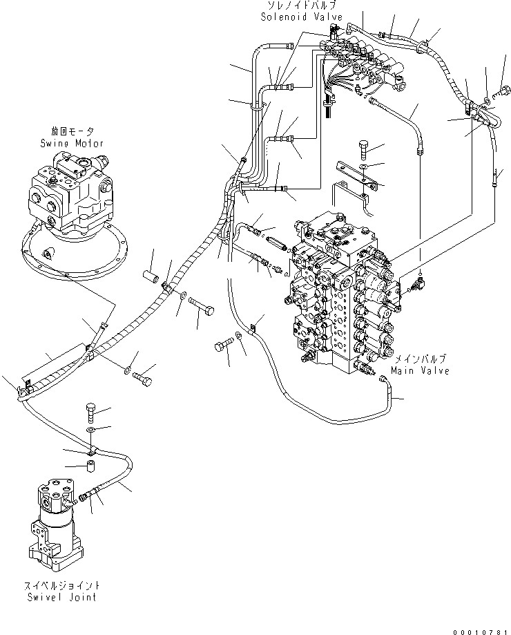 Схема запчастей Komatsu PC450-7-M1 - СОЛЕНОИДНЫЙ КЛАПАН (ПАТРУБКИ И КОРПУС) ГИДРАВЛИКА