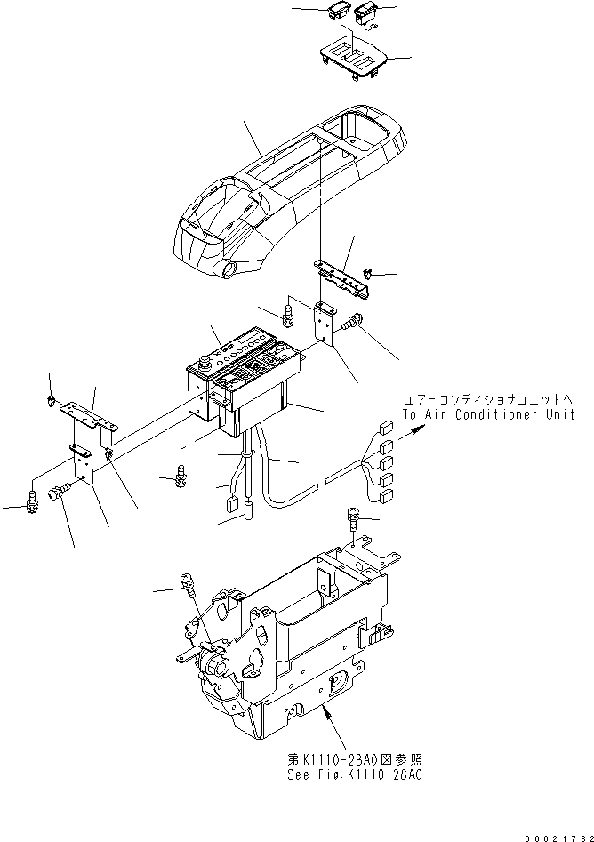 Схема запчастей Komatsu PC450-7-M1 - ОСНОВН. КОНСТРУКЦИЯ (КАБИНА) (КОНСОЛЬ) (ВЕРХН.) (С КОНДИЦИОНЕРОМ И РАДИО) (ЛЕВ.) (ДЛЯ ДВОРНИКИ) КАБИНА ОПЕРАТОРА И СИСТЕМА УПРАВЛЕНИЯ