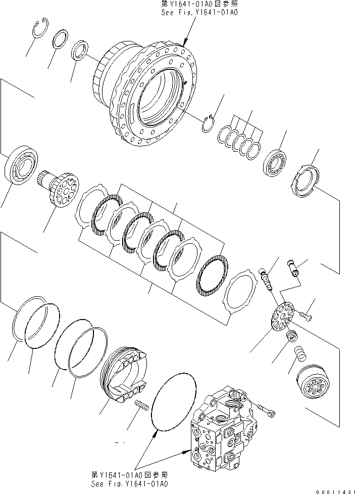 Схема запчастей Komatsu PC450-7-M1 - МОТОР ХОДА (/) ОСНОВН. КОМПОНЕНТЫ И РЕМКОМПЛЕКТЫ