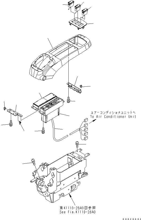 Схема запчастей Komatsu PC450-7K - ОСНОВН. КОНСТРУКЦИЯ (КАБИНА) (КОНСОЛЬ) (ВЕРХН.) (С КОНДИЦИОНЕРОМ И РАДИО) (ЛЕВ.) КАБИНА ОПЕРАТОРА И СИСТЕМА УПРАВЛЕНИЯ