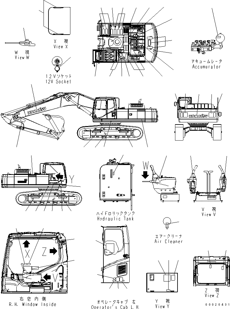 Схема запчастей Komatsu PC450-7K - МАРКИРОВКА (PC) МАРКИРОВКА