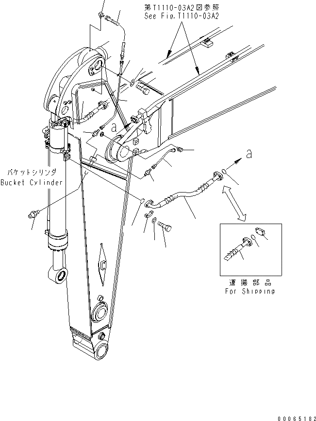 Схема запчастей Komatsu PC450-8 - РУКОЯТЬ (.M) (УСИЛ.) (ПАТРУБКИ ЦИЛИНДРА КОВША И СИСТЕМА СМАЗКИ  ЛИНИЯ)(№7-) РАБОЧЕЕ ОБОРУДОВАНИЕ