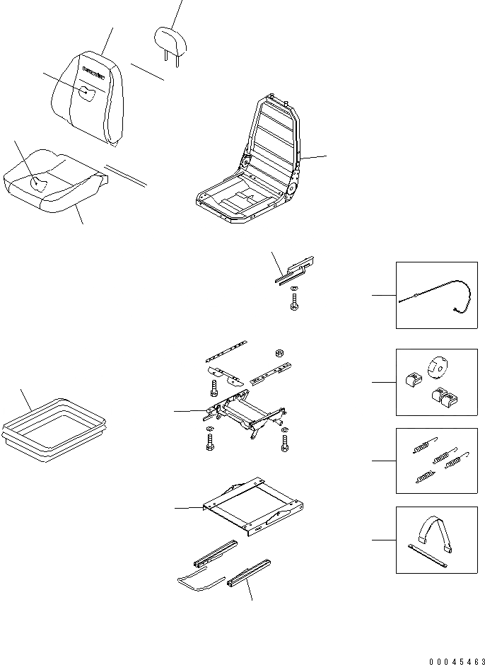 Схема запчастей Komatsu PC450-8 - СИДЕНЬЕ ОПЕРАТОРА В СБОРЕ (PVC LEATHER)(№7-) ОСНОВН. КОМПОНЕНТЫ И РЕМКОМПЛЕКТЫ