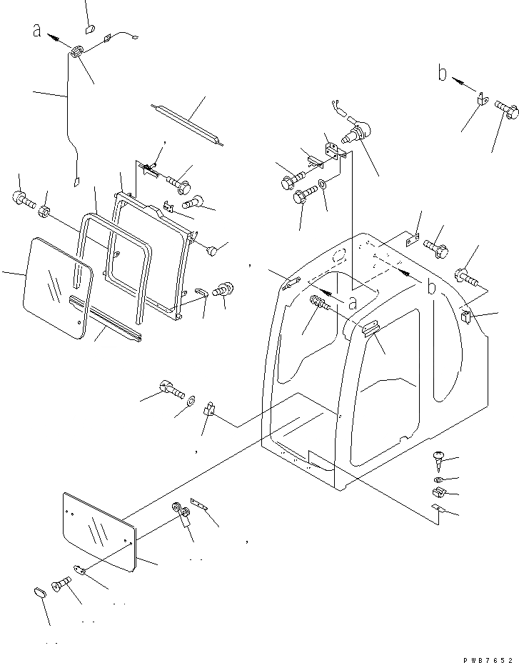 Схема запчастей Komatsu PC450LC-6 - КАБИНА (ПЕРЕДН. ОКНА)(№-) ОСНОВН. КОМПОНЕНТЫ И РЕМКОМПЛЕКТЫ
