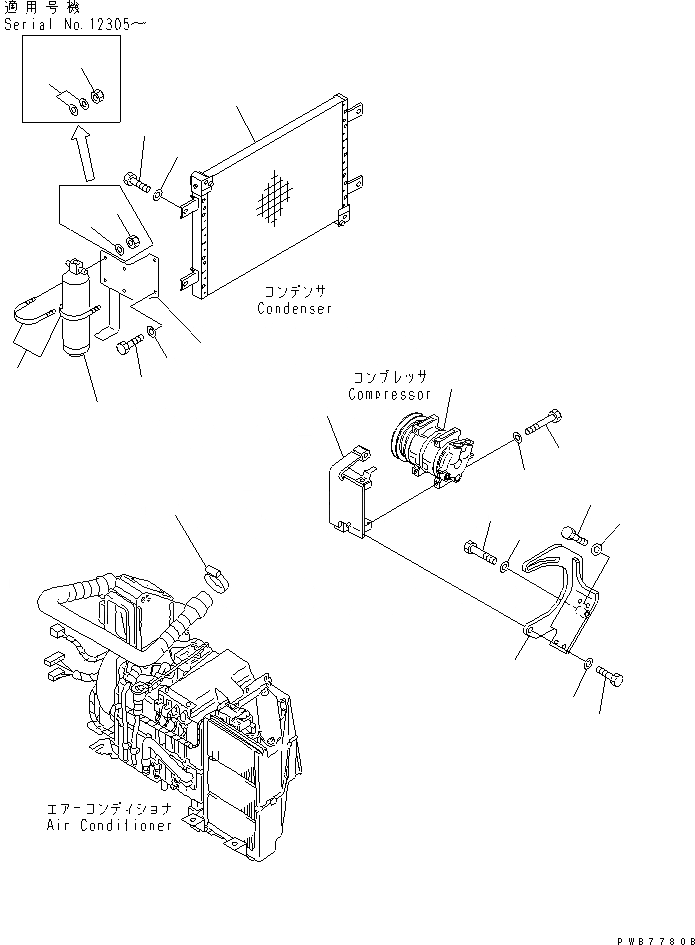 Схема запчастей Komatsu PC450LC-6 - КОНДИЦ. ВОЗДУХА (БЛОК)(№-) КАБИНА ОПЕРАТОРА И СИСТЕМА УПРАВЛЕНИЯ