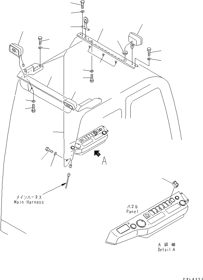 Схема запчастей Komatsu PC450LC-6K - ДОПОЛН. РАБОЧ. ОСВЕЩЕНИЕ (КАБИНА)(№K-) ЭЛЕКТРИКА