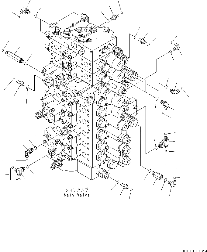 Схема запчастей Komatsu PC450LC-7-M1 - ОСНОВН. КЛАПАН (СОЕДИНИТЕЛЬН. ЧАСТИ) (/) ( АКТУАТОР) ГИДРАВЛИКА