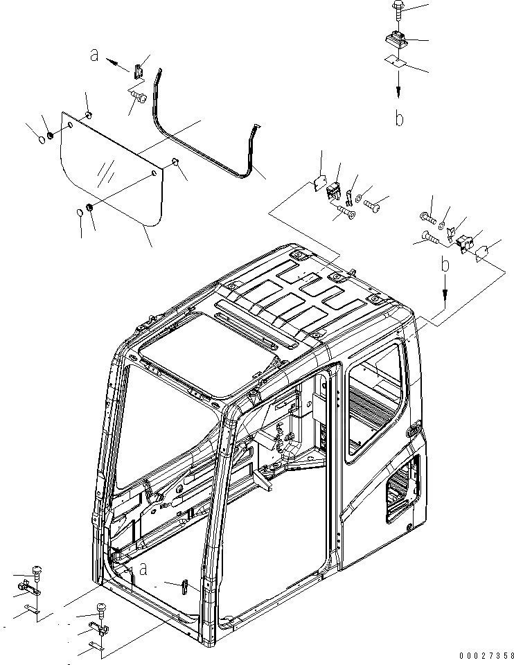 Схема запчастей Komatsu PC450LC-7K - ОСНОВН. КОНСТРУКЦИЯ (КАБИНА) (ПЕРЕДН. НИЖН. ОКНА) КАБИНА ОПЕРАТОРА И СИСТЕМА УПРАВЛЕНИЯ