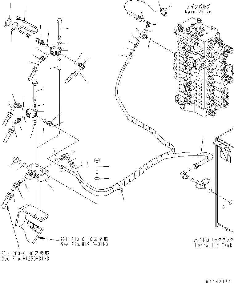 Схема запчастей Komatsu PC450LC-7K-E0 - КЛАПАН ПЕРЕГРУЗКИ СТРЕЛЫ (СТРЕЛА) (ШАССИ) ГИДРАВЛИКА