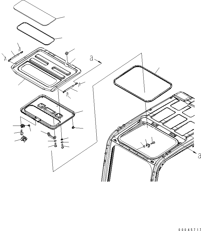 Схема запчастей Komatsu PC450LC-8 - КАБИНА (ОКНО В КРЫШЕ) (БЕЗ РАДИО И KOMTRAX)(№7-) КАБИНА ОПЕРАТОРА И СИСТЕМА УПРАВЛЕНИЯ