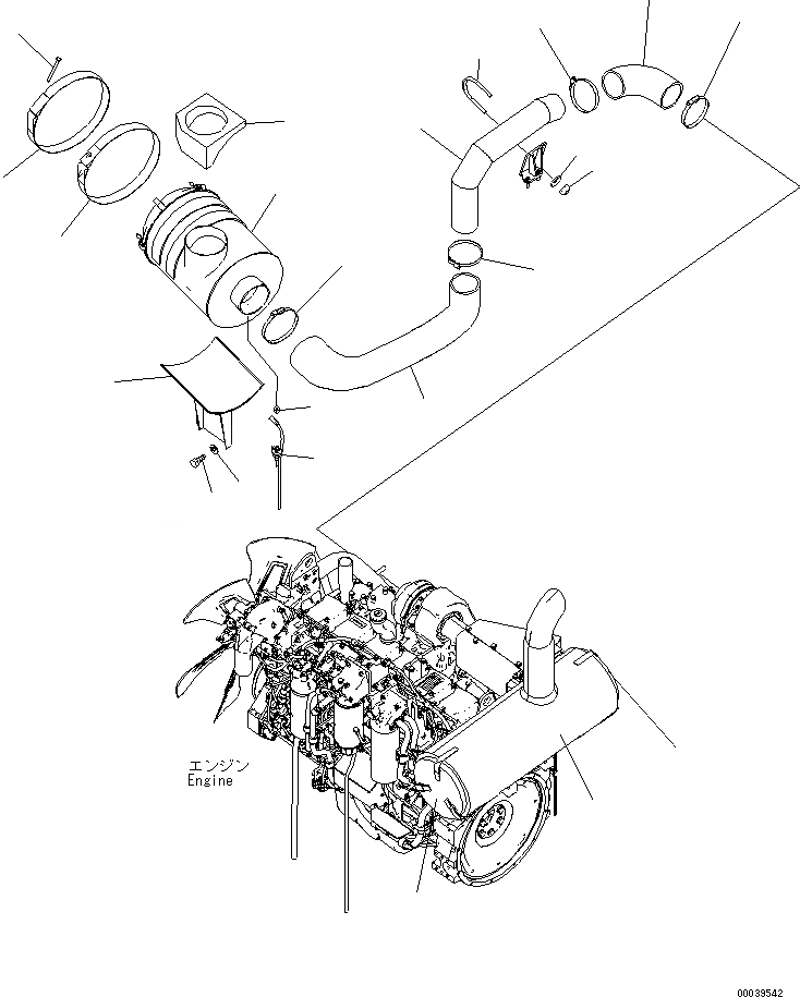 Схема запчастей Komatsu PC450LC-8 - СОЕДИНЕНИЯ ВОЗДУХООЧИСТИТЕЛЯ(С САМОЗАПРАВОЧНЫМ НАСОСОМ) B КОМПОНЕНТЫ ДВИГАТЕЛЯ