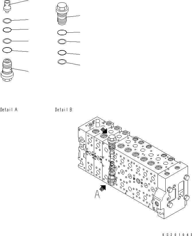 Схема запчастей Komatsu PC450LC-8 - ОСНОВН. КЛАПАН (-АКТУАТОР) (8/) (№K-) Y ОСНОВН. КОМПОНЕНТЫ И РЕМКОМПЛЕКТЫ