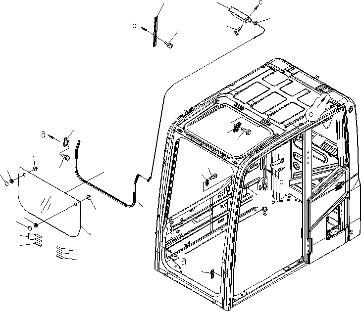 Схема запчастей Komatsu PC450LCHD-8 - OPERATORґS КАБИНА (ПЕРЕДН. НИЖН. ОКНА) K OPERATORґS ОБСТАНОВКА И СИСТЕМА УПРАВЛЕНИЯ