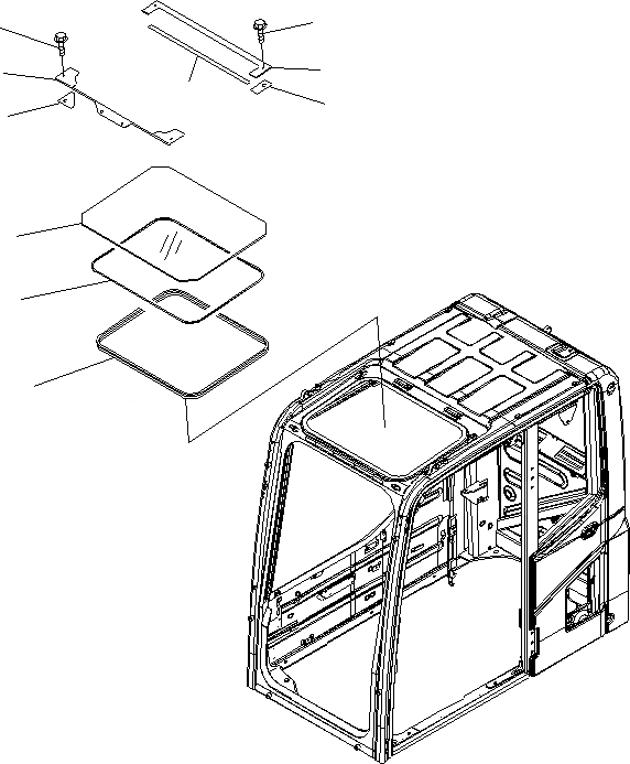 Схема запчастей Komatsu PC450LCHD-8 - OPERATORґS КАБИНА (ОКНО В КРЫШЕ) (СПЕЦ-Я ДЛЯ РАЗРУШ. ЗДАНИЙ) K OPERATORґS ОБСТАНОВКА И СИСТЕМА УПРАВЛЕНИЯ