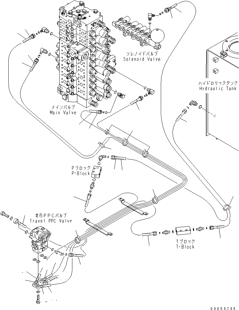 Схема запчастей Komatsu PC450LCHD-8 - OPERATORґS КАБИНА (ПОЛ) (P.P.C. ТРУБЫ ДЛЯ ХОД КЛАПАН) K OPERATORґS ОБСТАНОВКА И СИСТЕМА УПРАВЛЕНИЯ