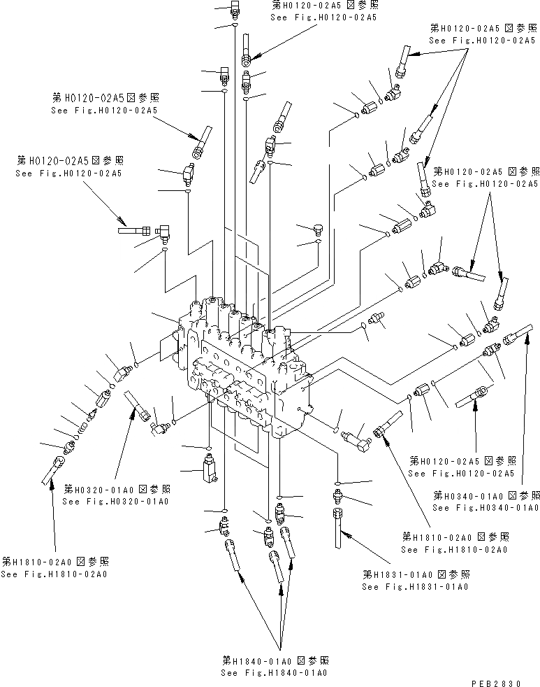 Схема запчастей Komatsu PC450LC-6Z - ОСНОВН. КЛАПАН (СОЕДИНИТЕЛЬН. ЧАСТИ) ( АКТУАТОР)(№-999) ГИДРАВЛИКА