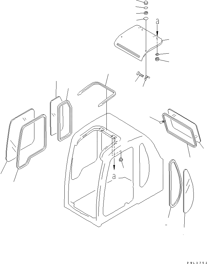 Схема запчастей Komatsu PC450LC-6Z - КАБИНА (ОКНА И ВЕНТИЛЯТОР В КРЫШЕ)(№-) КАБИНА ОПЕРАТОРА И СИСТЕМА УПРАВЛЕНИЯ