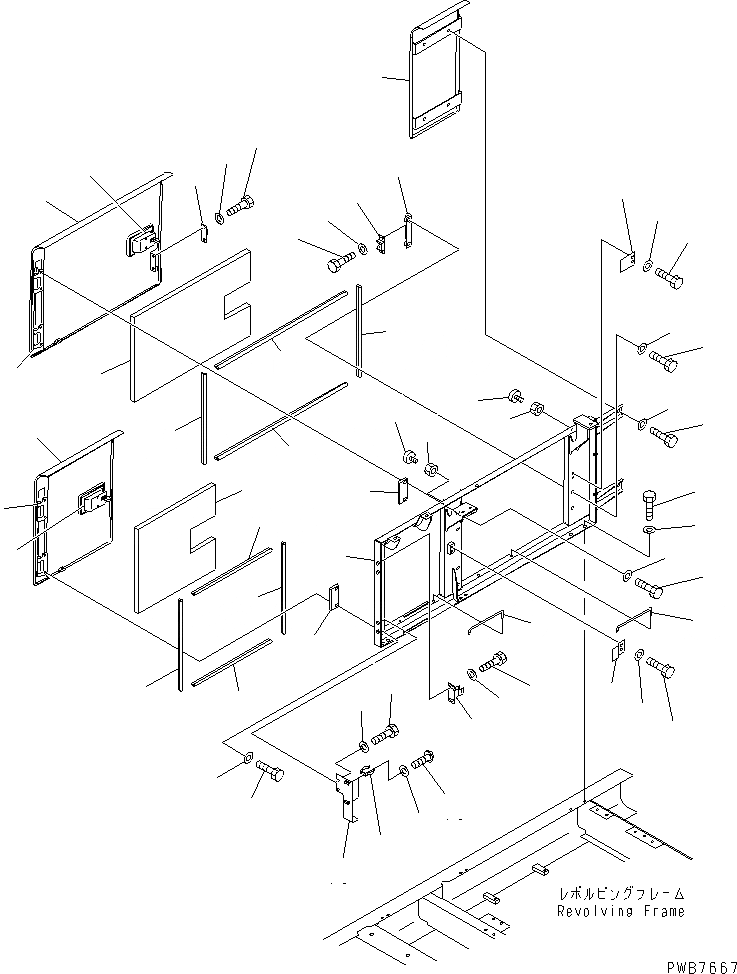 Схема запчастей Komatsu PC450LC-6Z - ПРАВ. ДВЕРЬ (КАБИНА)(№-) ЧАСТИ КОРПУСА