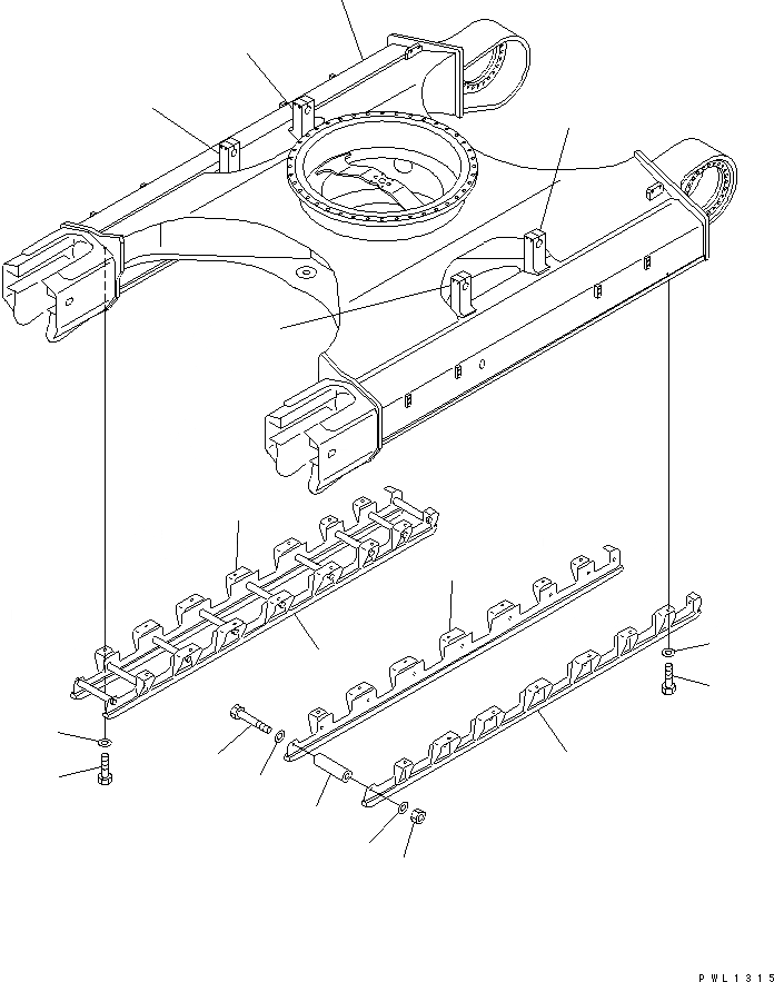 Схема запчастей Komatsu PC450LC-6Z - ГУСЕНИЧНАЯ РАМА (ПОЛН. ЗАЩИТА КАТКОВ)(№-) ХОДОВАЯ