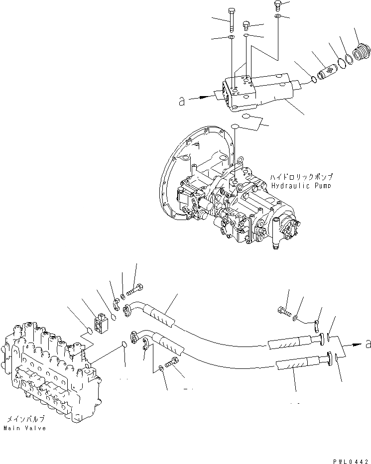 Схема запчастей Komatsu PC450LC-6K-KE - ЛИНИЯ ПОДАЧИ (С ПРОПУСКНЫМ КЛАПАНОМ) ГИДРАВЛИКА